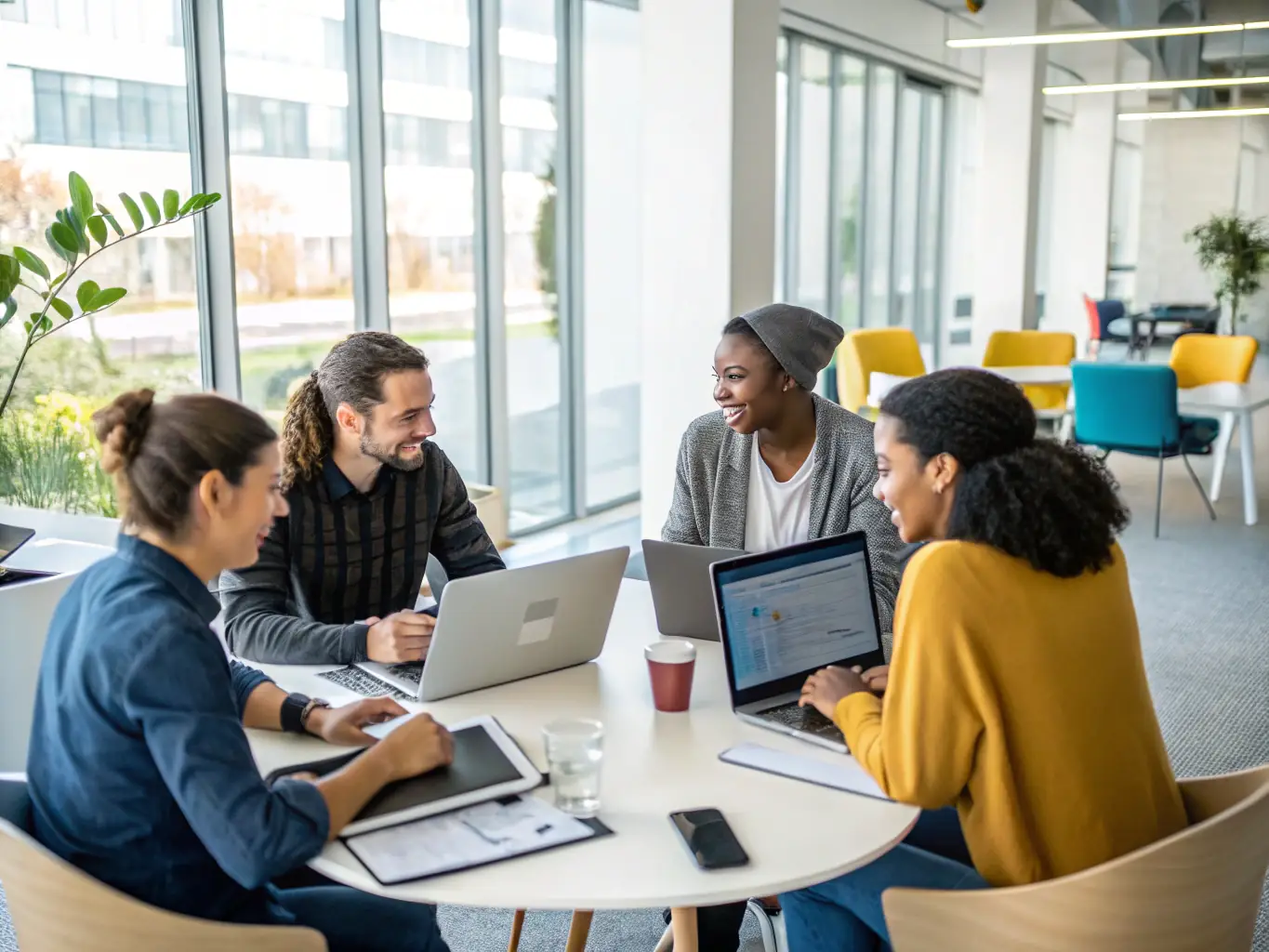 A team of IT specialists is collaborating on the implementation of an AI-driven solution in a modern tech startup environment.