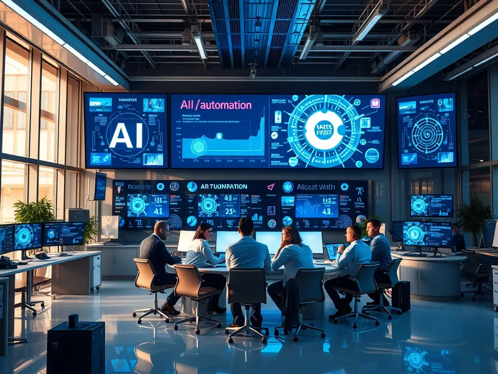 An image illustrating the integration of emerging technologies in a business setting, such as AI-powered automation and IoT devices.